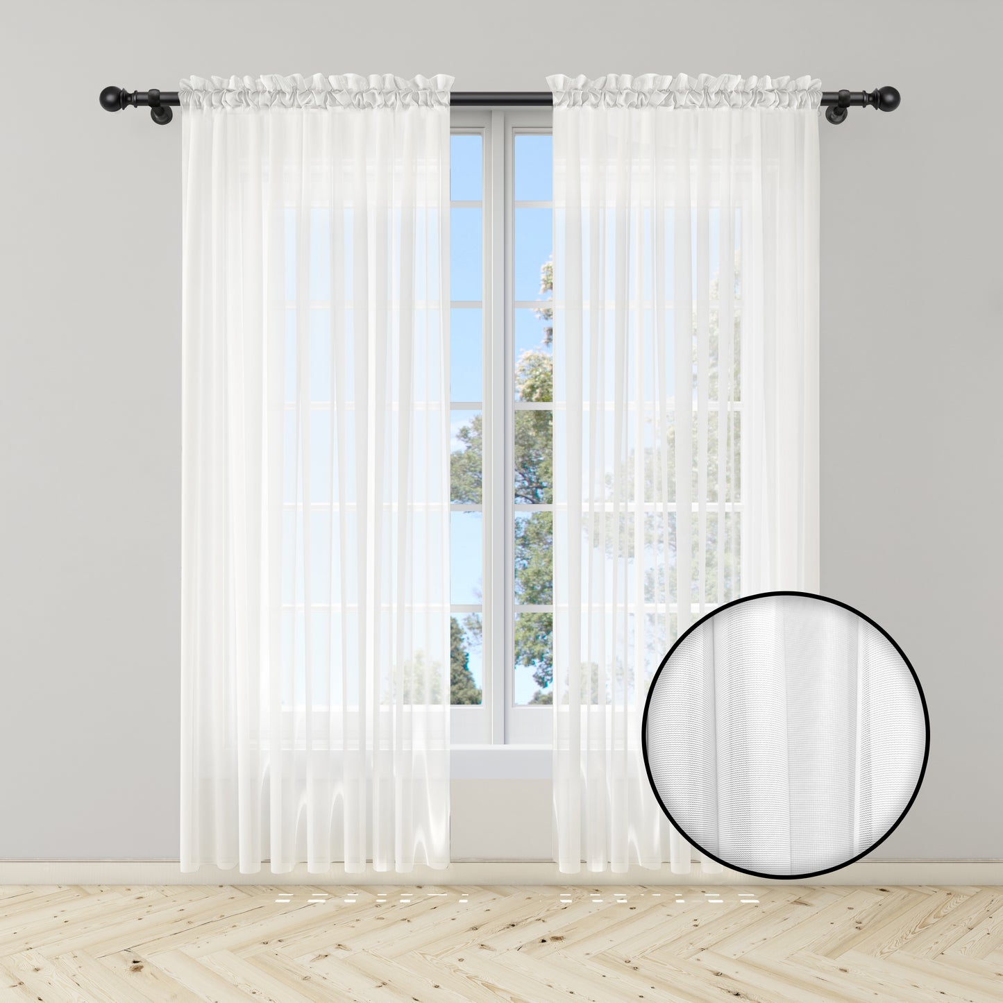 Cortina Velo Blanco Suizo Traslúcido – 2 piezas de 150x210 cm