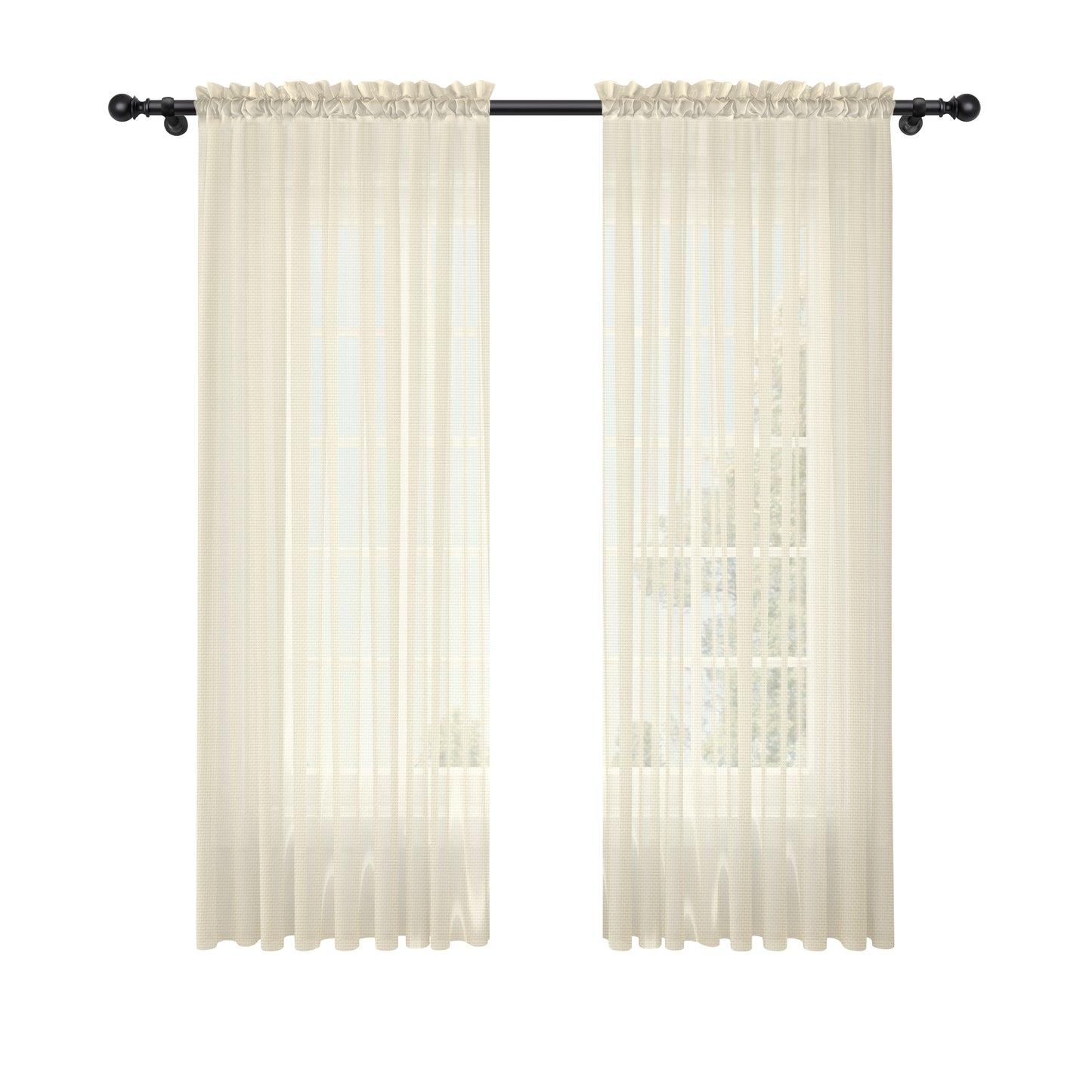 Cortina Beige Velo Suizo Traslúcido – 2 piezas de 150x210 cm