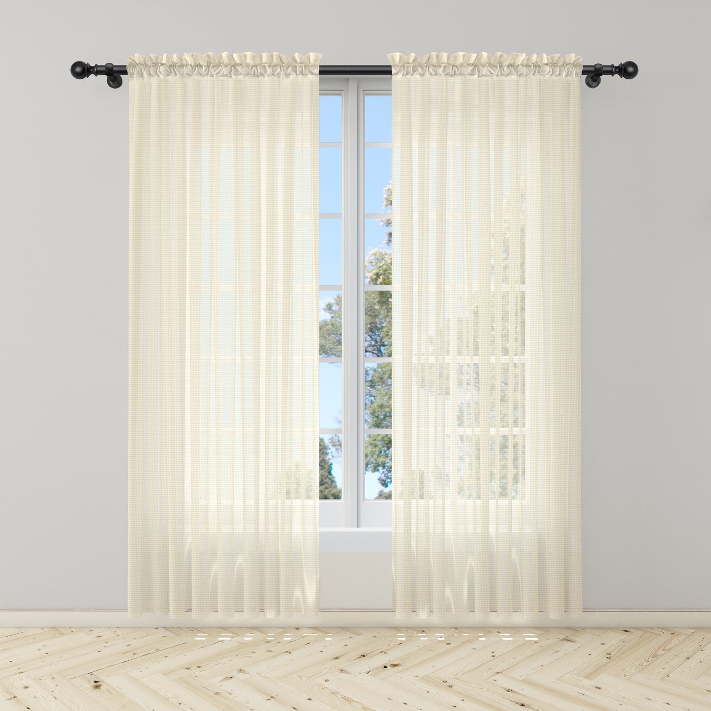 Cortina Beige Velo Suizo Traslúcido – 2 piezas de 150x210 cm