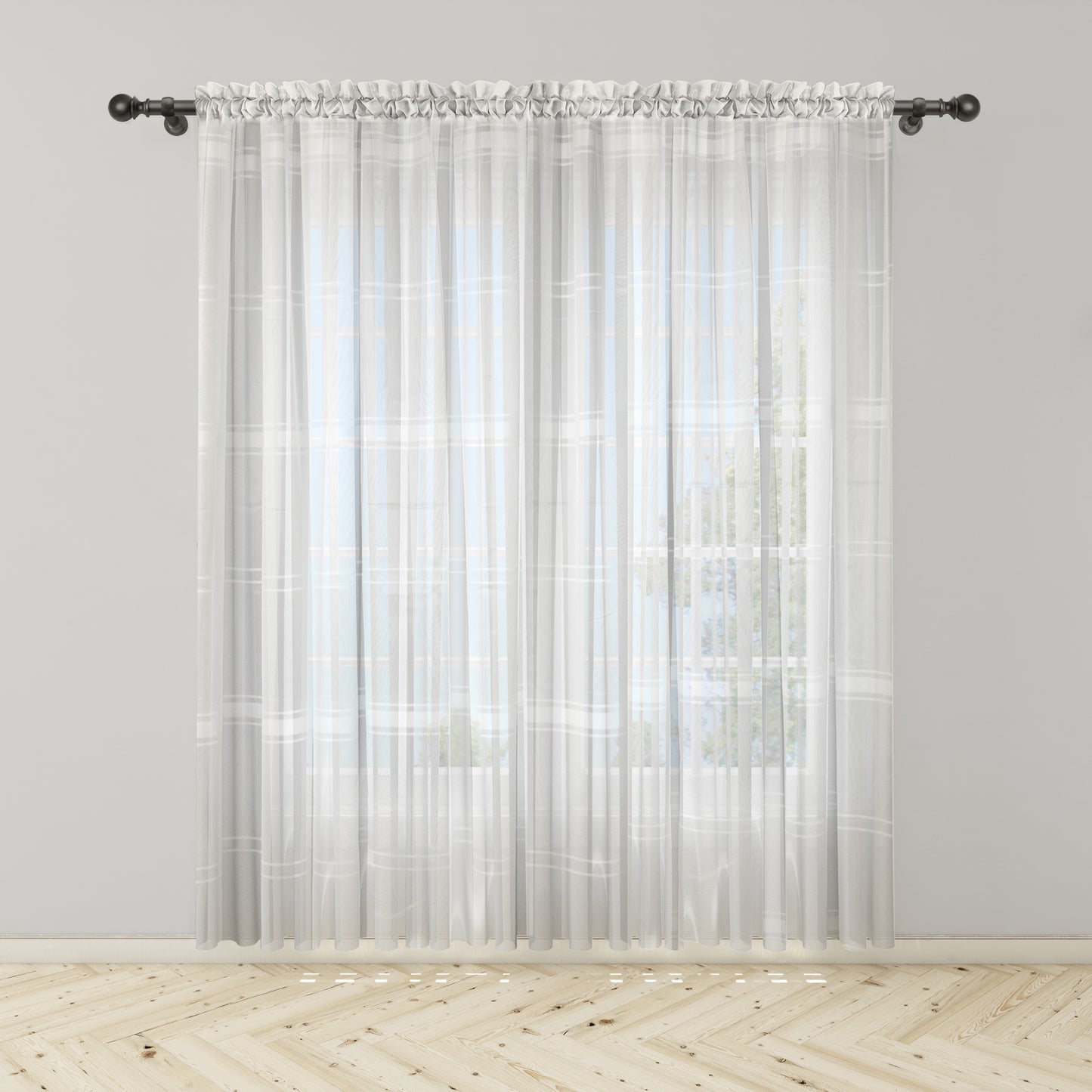 Cortina Velo Blanco Suizo Con Lineas - 1 pieza de 300x210 / 400x210