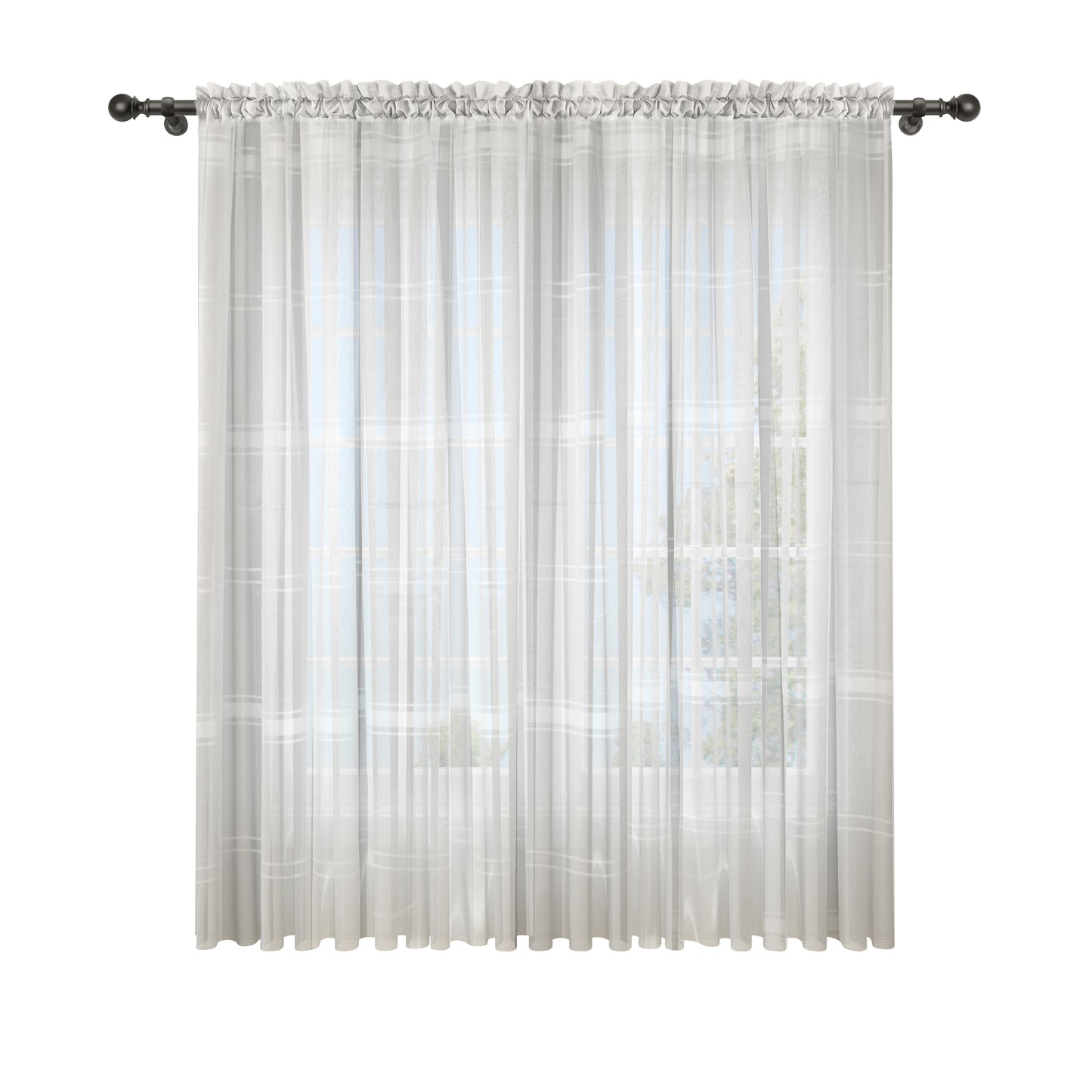 Cortina Velo Blanco Suizo Con Lineas - 1 pieza de 300x210 / 400x210