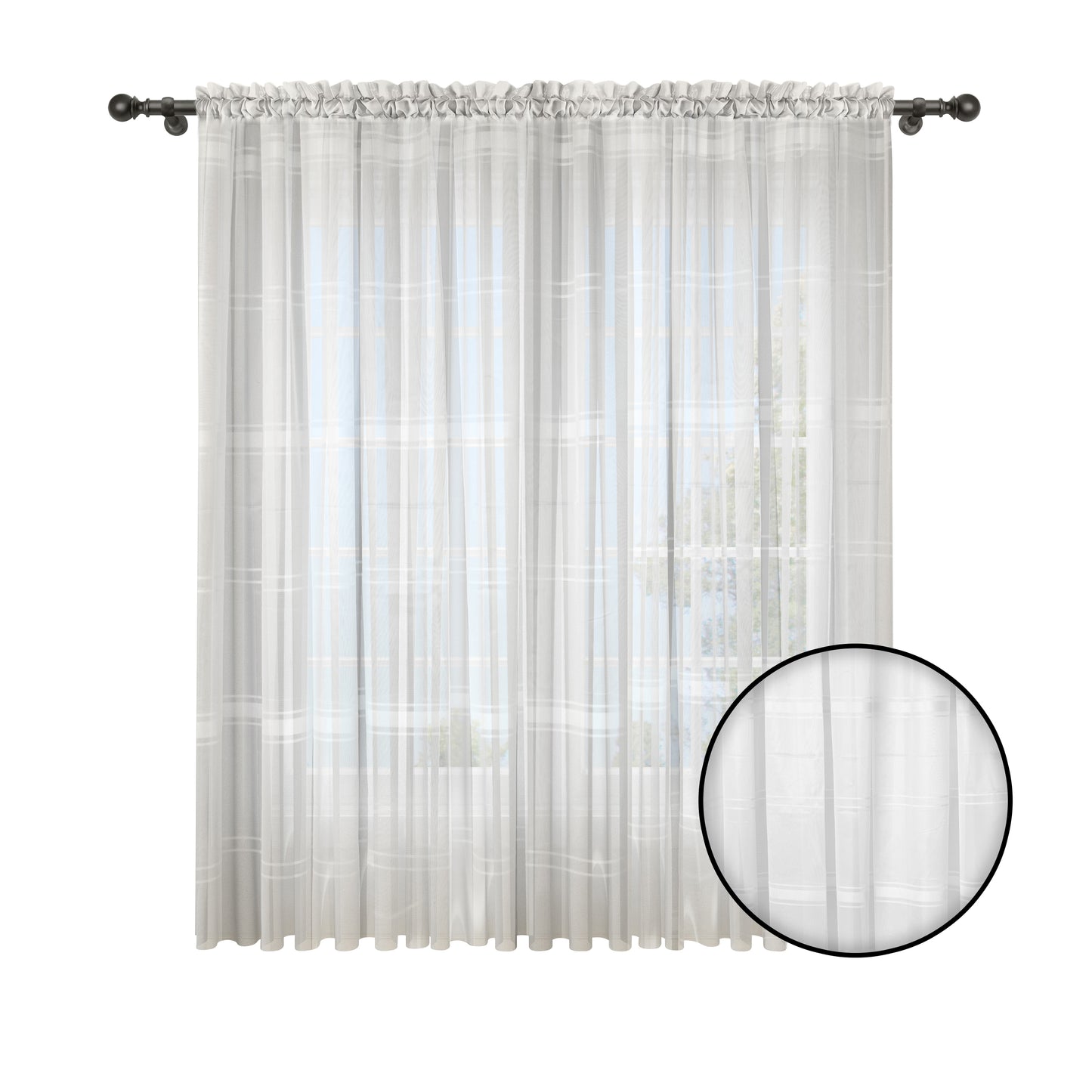 Cortina Velo Blanco Suizo Con Lineas - 1 pieza de 300x210 / 400x210