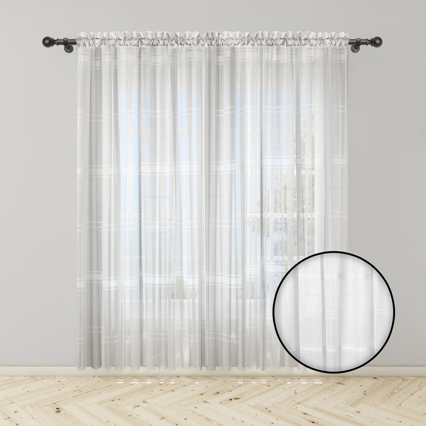 Cortina Velo Blanco Suizo Con Lineas - 1 pieza de 300x210 / 400x210
