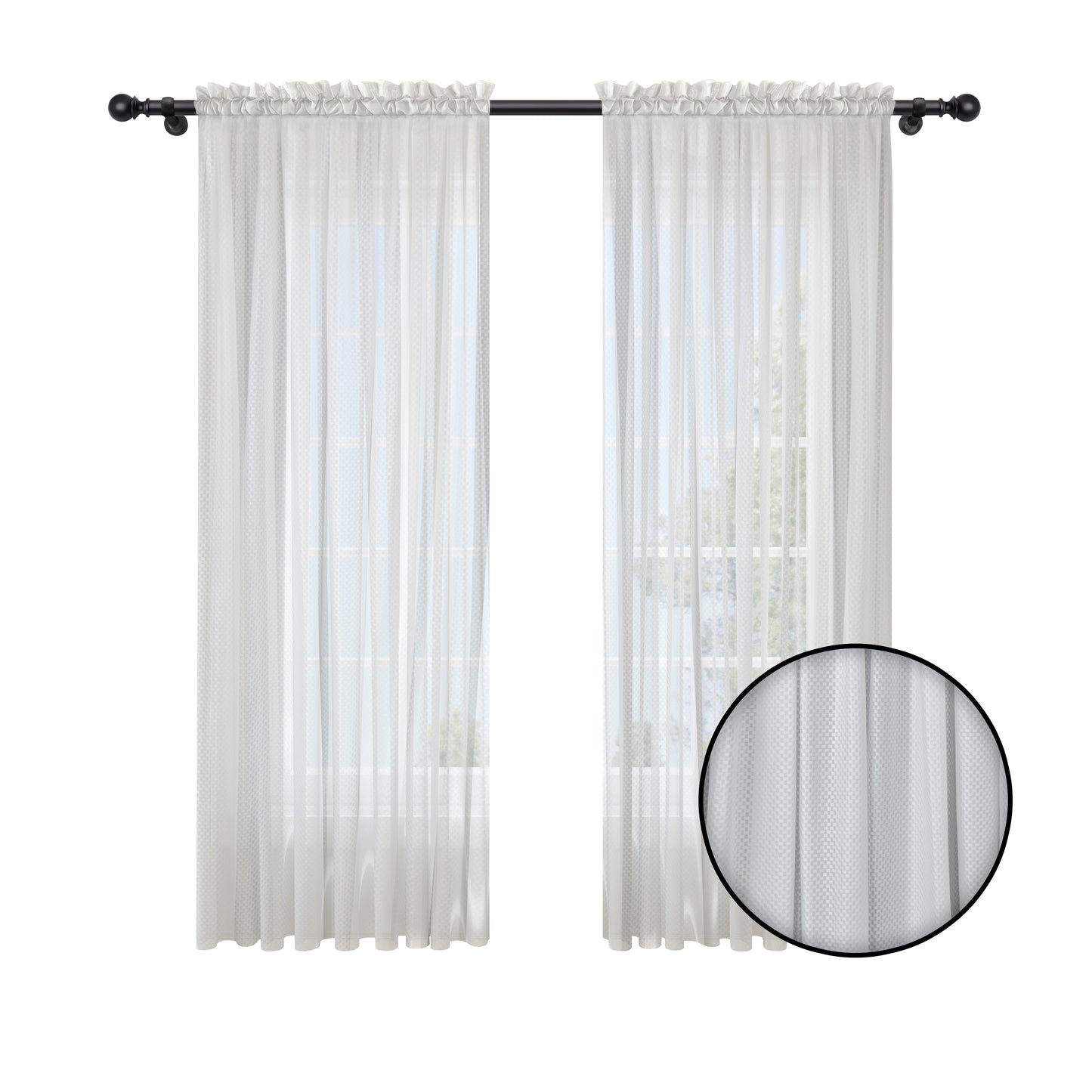Cortina Velo Suizo Blanca Decorativa Nube – 2 piezas de 150x210 cm