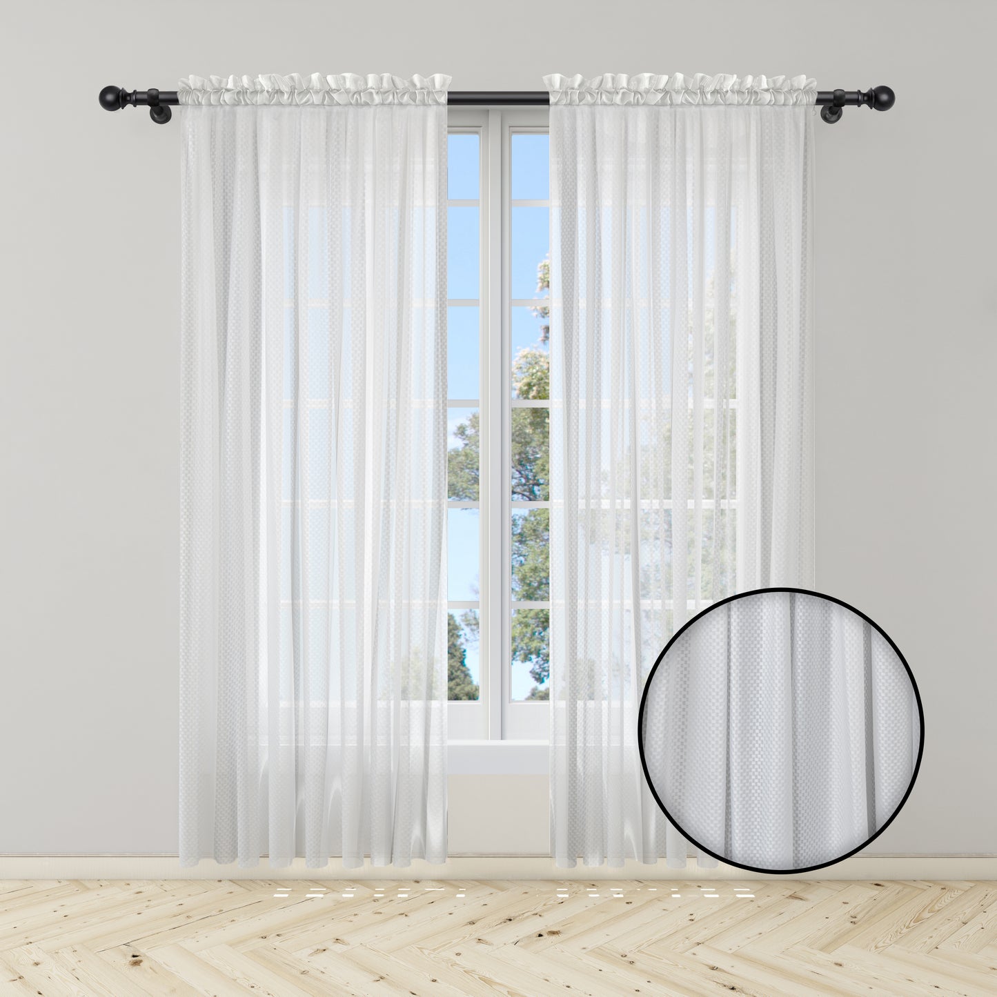 Cortina Velo Suizo Blanca Decorativa Nube – 2 piezas de 150x210 cm