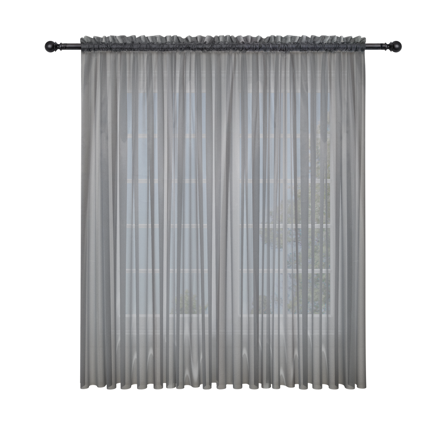 Cortina Velo Suizo Gris Traslúcido - 1 pieza de 300x210 cm / 400x210 cm