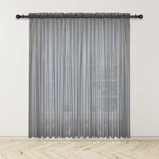 Cortina Velo Suizo Gris Traslúcido - 1 pieza de 300x210 cm / 400x210 cm