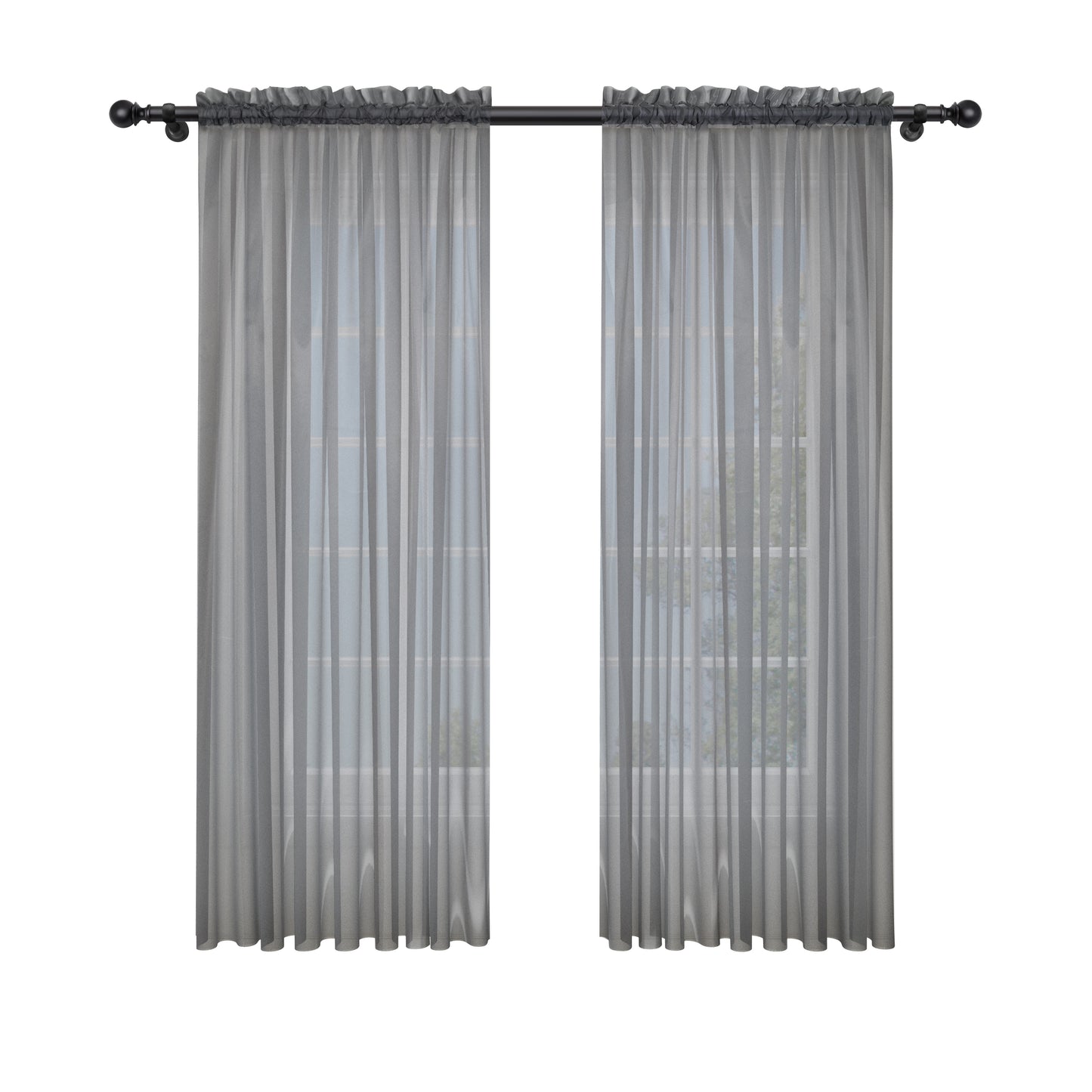 Cortina Velo Suizo Gris Traslúcido – 2 piezas de 150x210 cm