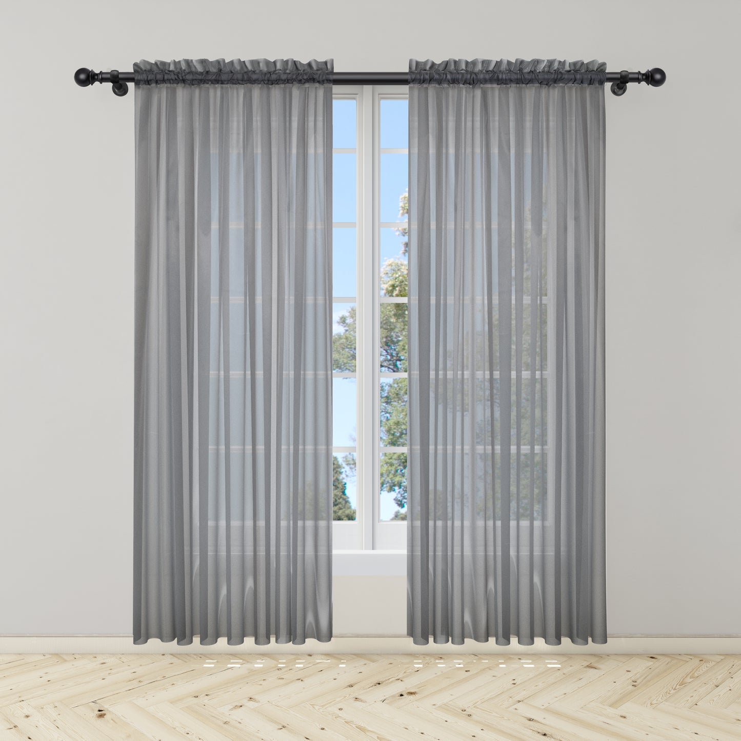 Cortina Velo Suizo Gris Traslúcido – 2 piezas de 150x210 cm