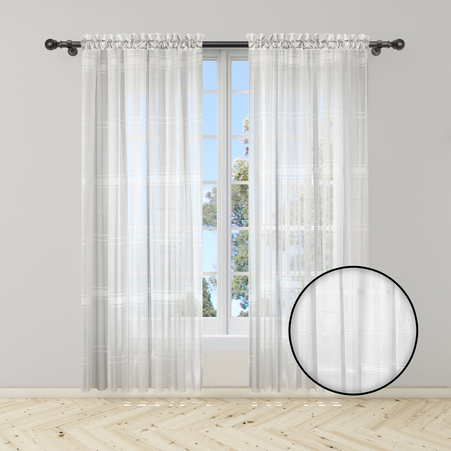Cortina Velo Suizo Blanco Suizo Traslúcido – 2 piezas de 150x210 cm