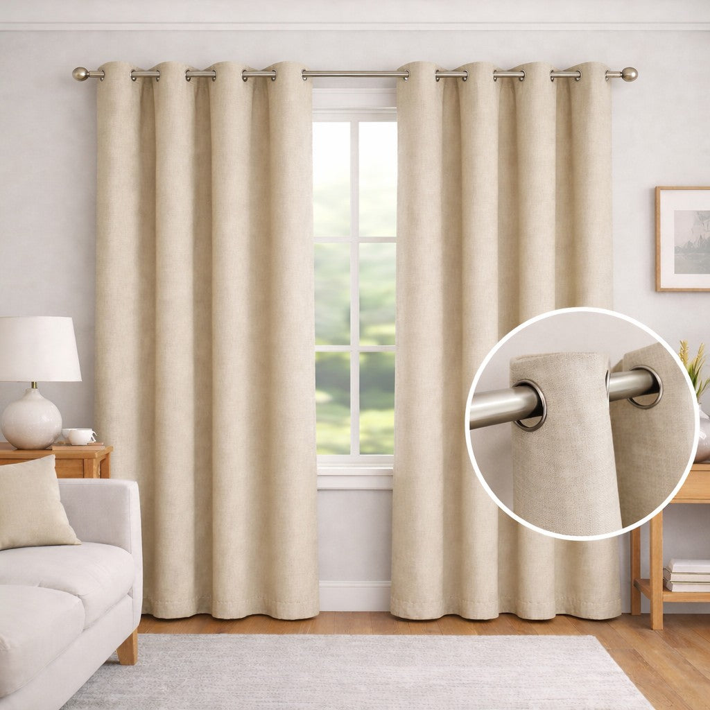 Juego de Cortinas Blackout Térmicas Beige Natural - 2 Paneles