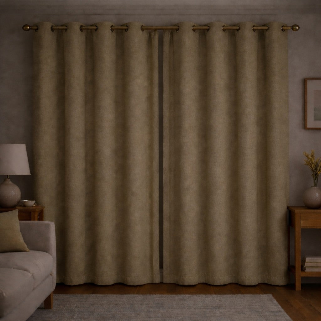 Juego de Cortinas Blackout Térmicas Beige Natural - 2 Paneles