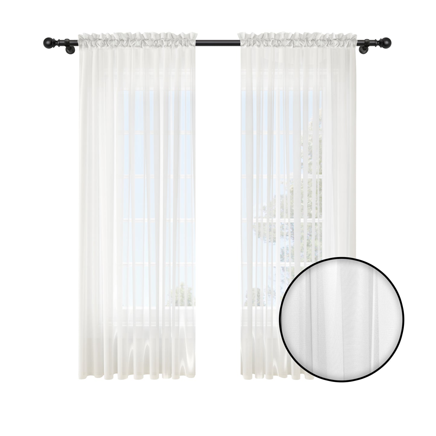 Cortina Velo Blanco Suizo Traslúcido – 2 piezas de 150x210 cm