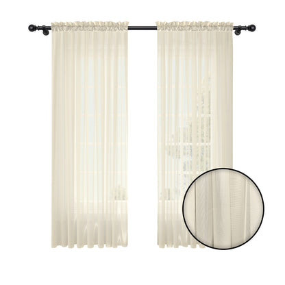 Cortina Beige Velo Suizo Traslúcido – 2 piezas de 150x210 cm