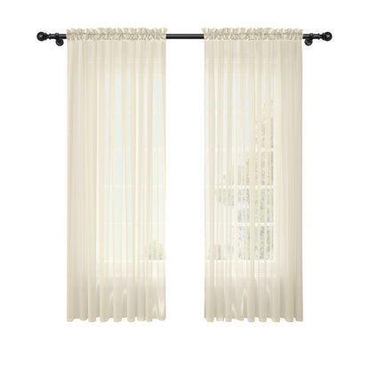 Cortina Beige Velo Suizo Traslúcido – 2 piezas de 150x210 cm