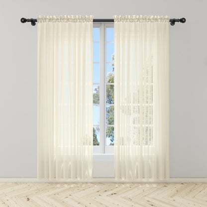 Cortina Beige Velo Suizo Traslúcido – 2 piezas de 150x210 cm