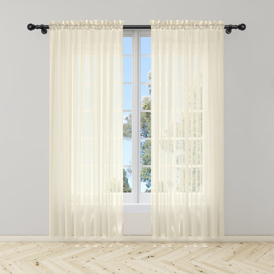 Cortina Beige Velo Suizo Traslúcido – 2 piezas de 150x210 cm