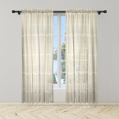 Cortina Velo Suizo Beige Rayado – 2 piezas de 150x210 cm