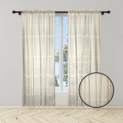 Cortina Velo Suizo Beige Rayado – 2 piezas de 150x210 cm