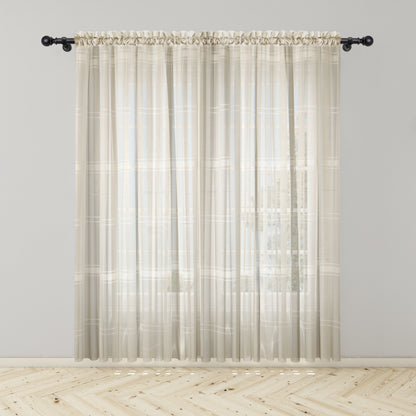Beige Striped Full Veil – Translucent Curtain (2 sizes available)