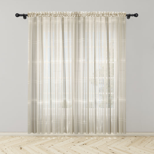 Beige Striped Full Veil – Translucent Curtain (2 sizes available)