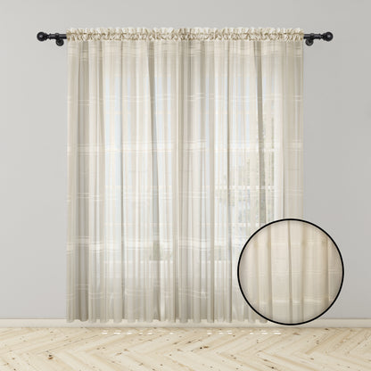 Beige Striped Full Veil – Translucent Curtain (2 sizes available)