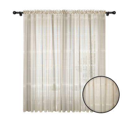 Beige Striped Full Veil – Translucent Curtain (2 sizes available)