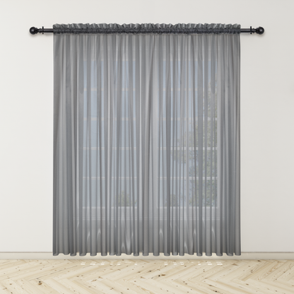 Cortina Velo Suizo Gris Traslúcido - 1 pieza de 300x210 cm / 400x210 cm