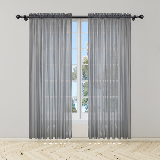 Cortina Velo Suizo Gris Traslúcido – 2 piezas de 150x210 cm