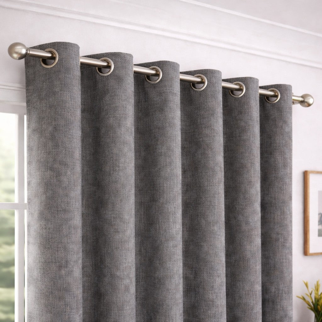 Juego de Cortinas Blackout Térmicas Gris Topo Oscuro - 2 Paneles
