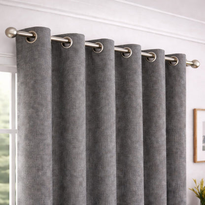 Juego de Cortinas Blackout Térmicas Gris Topo Oscuro - 2 Paneles