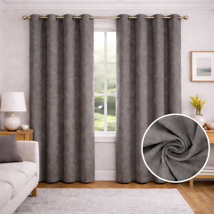Juego de Cortinas Blackout Térmicas Gris Topo Oscuro - 2 Paneles