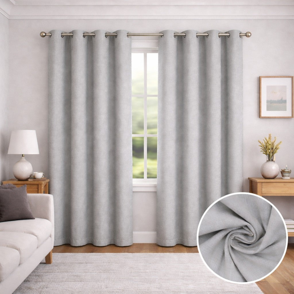 Juego de Cortinas Blackout Térmicas Gris Plata Claro - 2 Paneles
