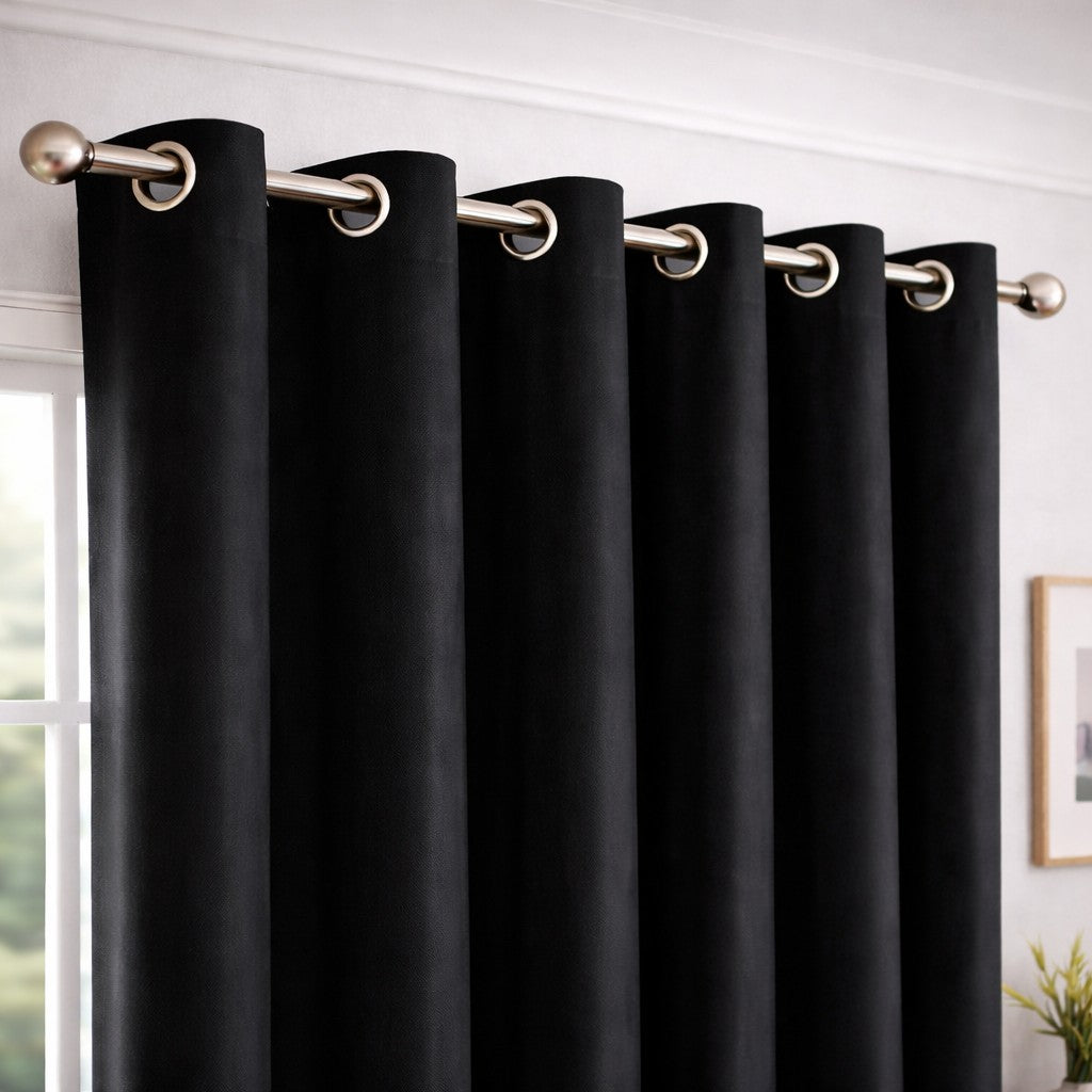 Juego de Cortinas Blackout Térmicas Negro - 2 Paneles