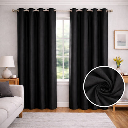 Juego de Cortinas Blackout Térmicas Negro - 2 Paneles
