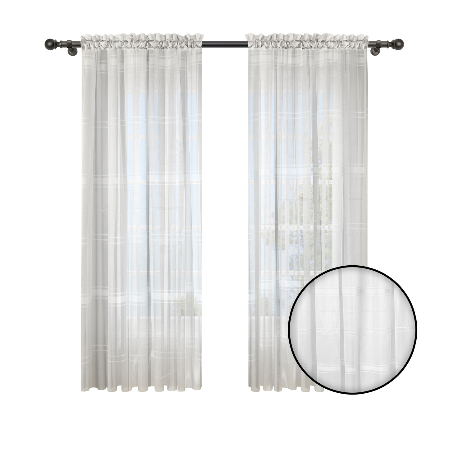 Cortina Velo Suizo Blanco Suizo Traslúcido – 2 piezas de 150x210 cm
